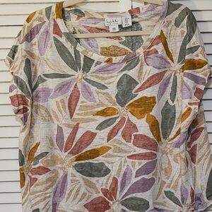 Multicolor Floral Short Sleeve Cropped Top